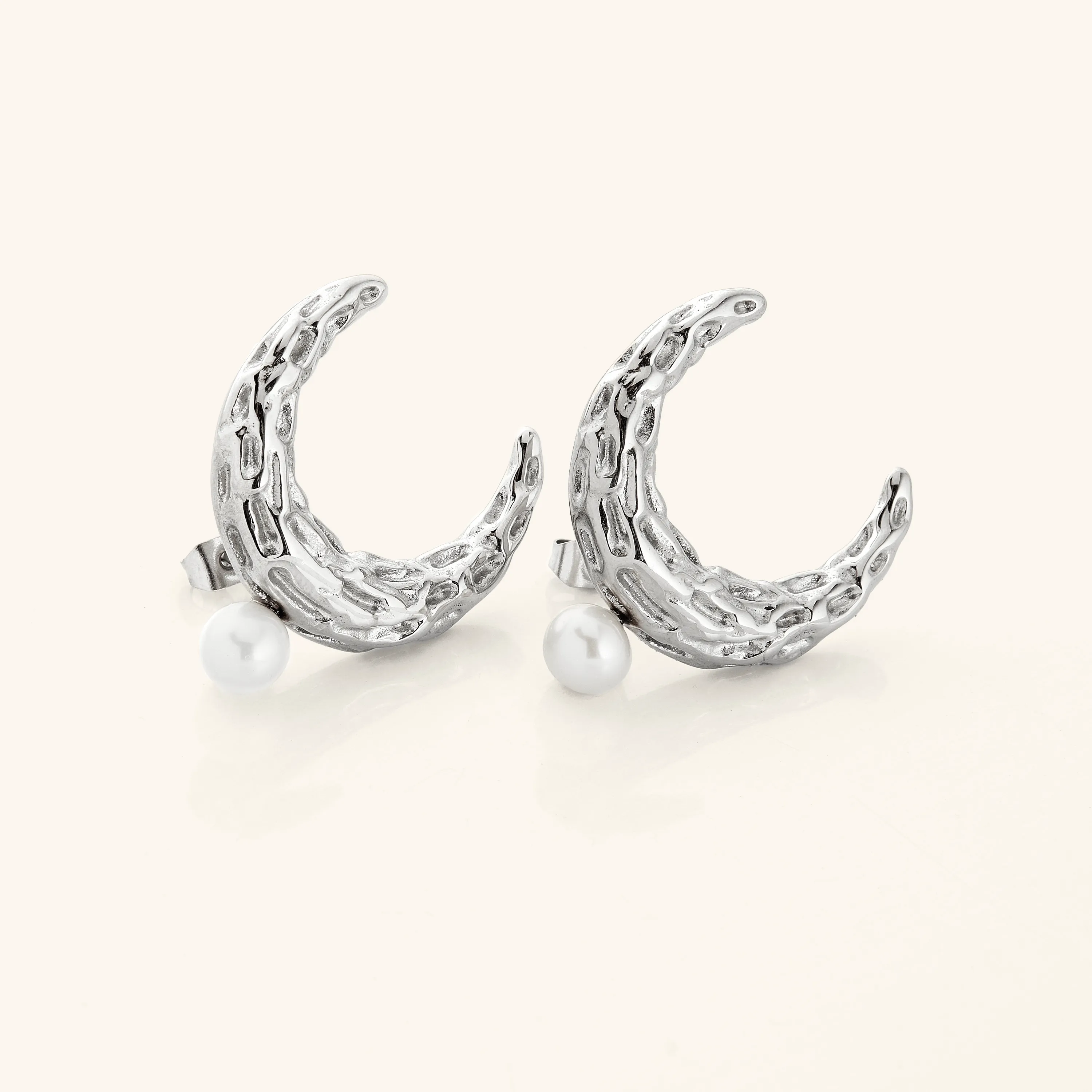 Elegant Cascading Pearl Crescent Studs - VELA x Nominal Exclusive