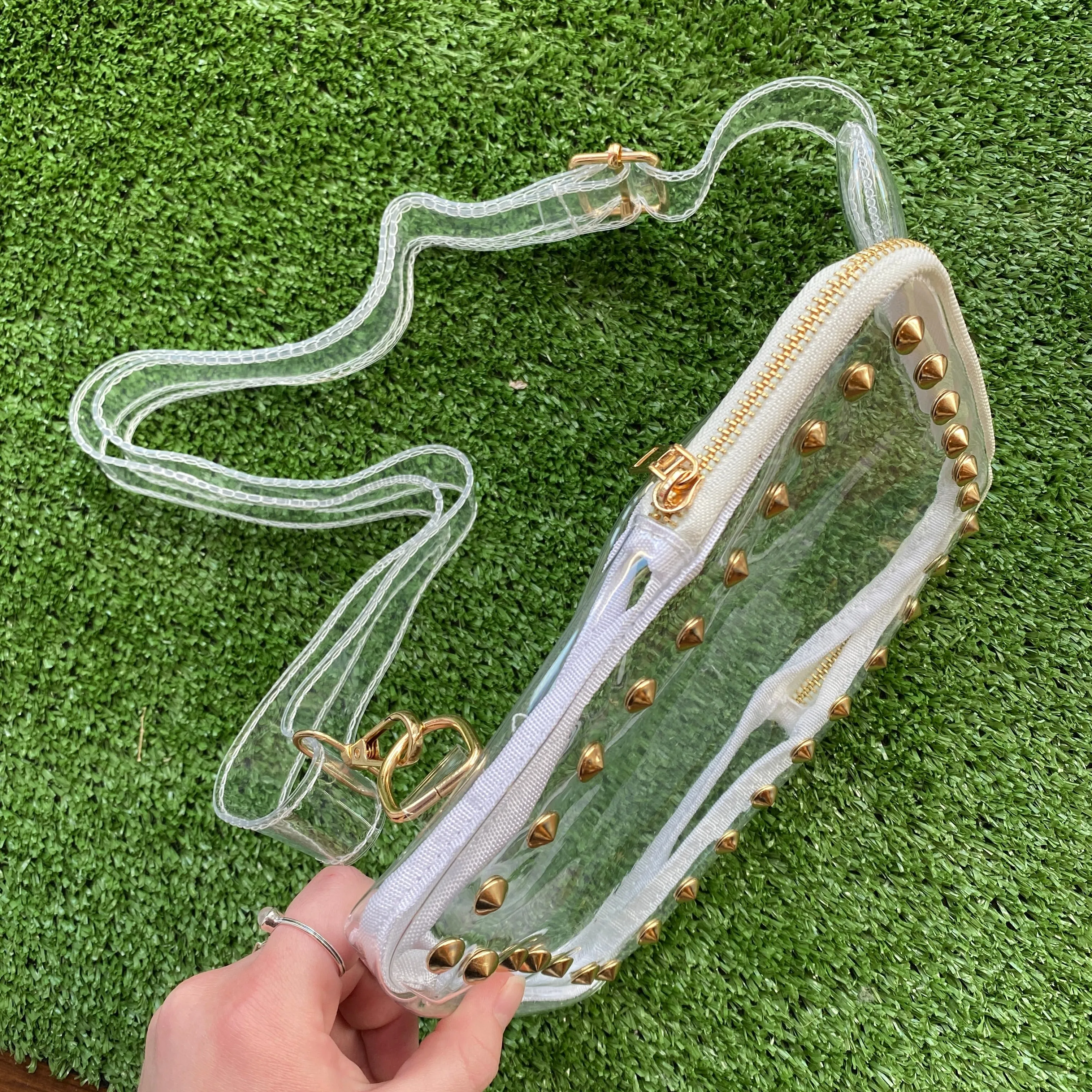 CLEAR GOLD STADIUM SLING BAG