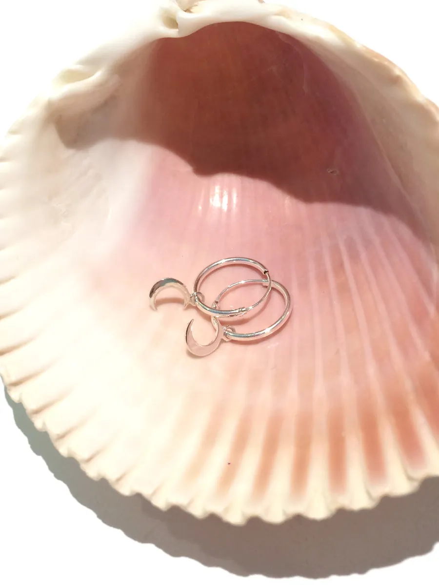 Crescent Moon Charm Hoops by boma
