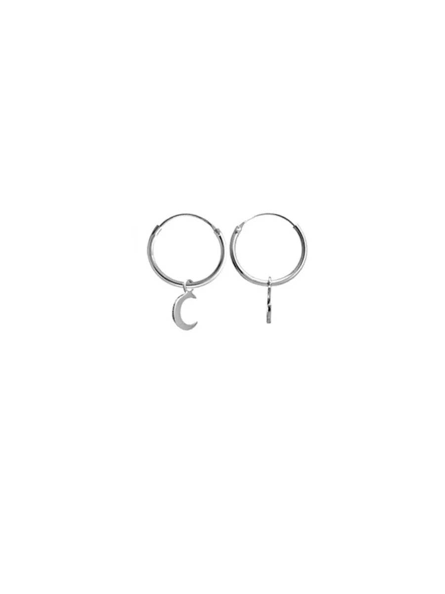 Crescent Moon Charm Hoops by boma