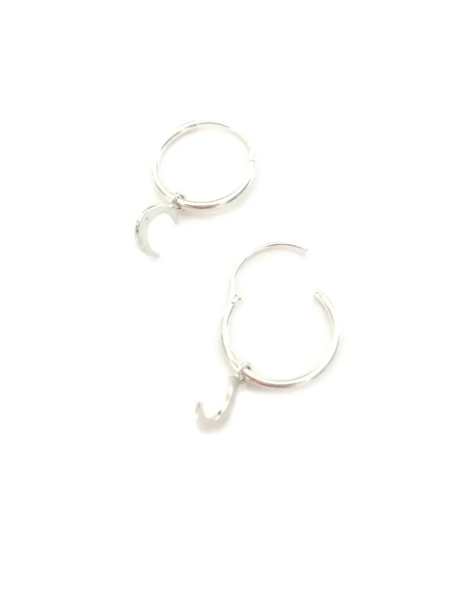 Crescent Moon Charm Hoops by boma