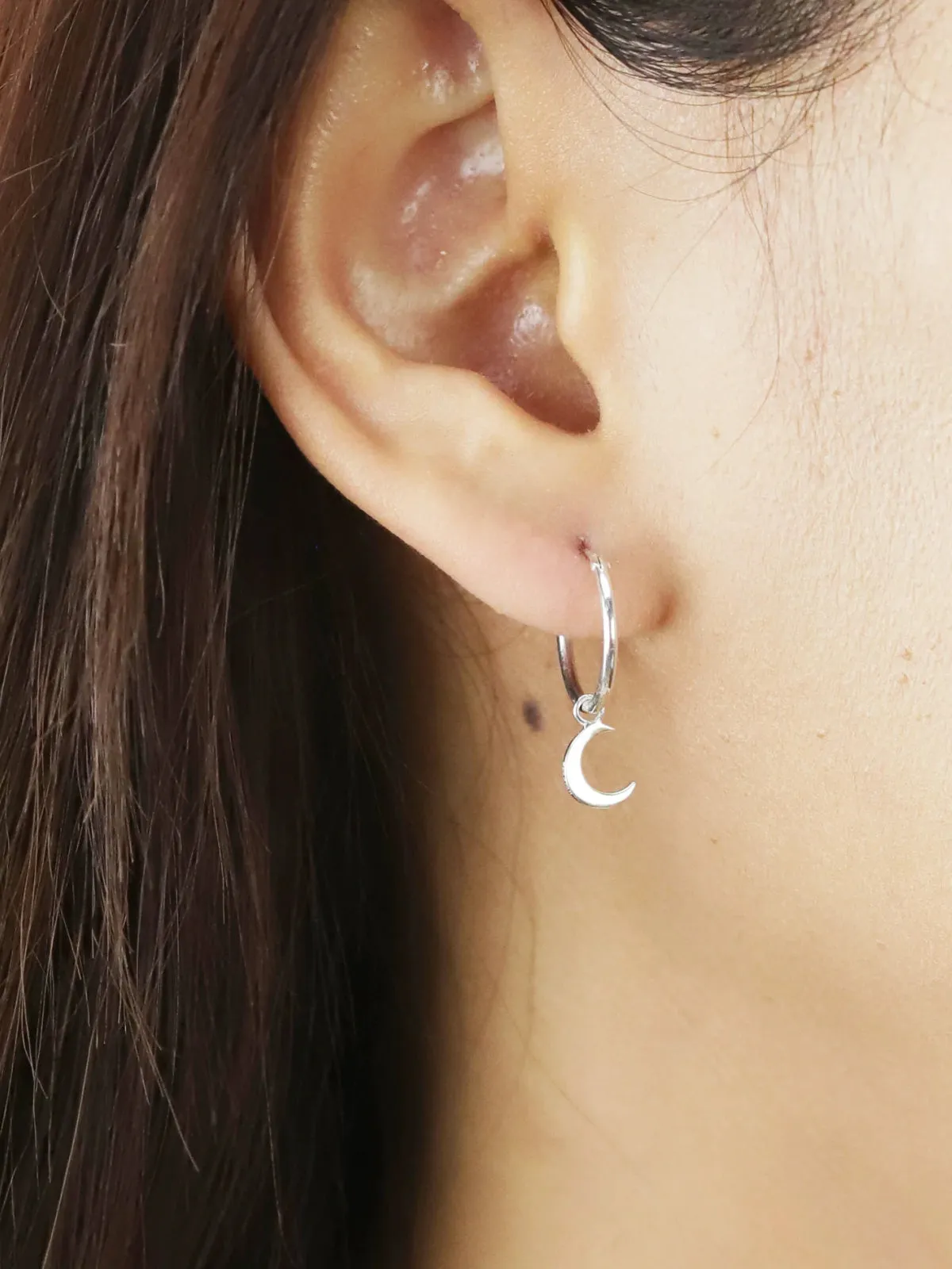 Crescent Moon Charm Hoops by boma