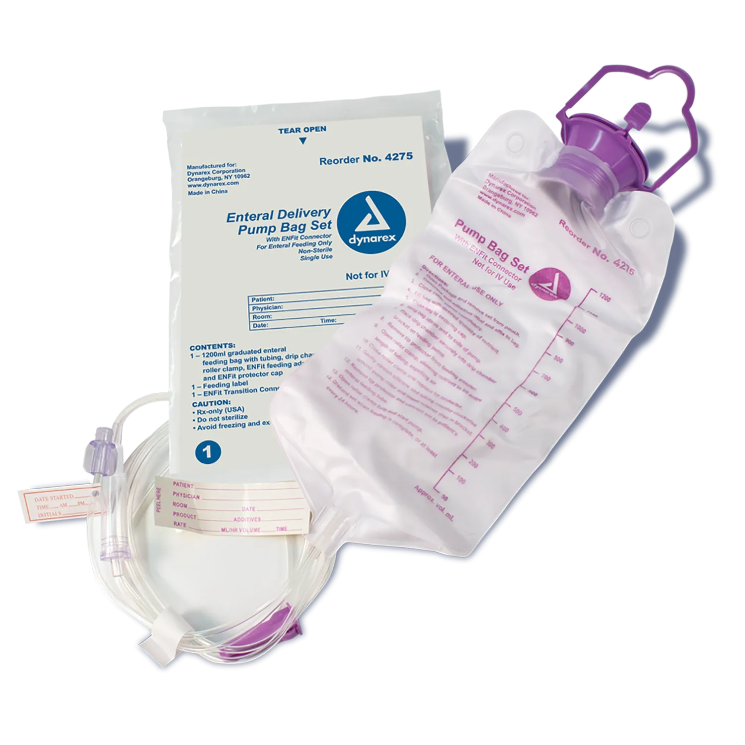 Dynarex - Enteral Delivery Pump Bag Set with ENFit connector