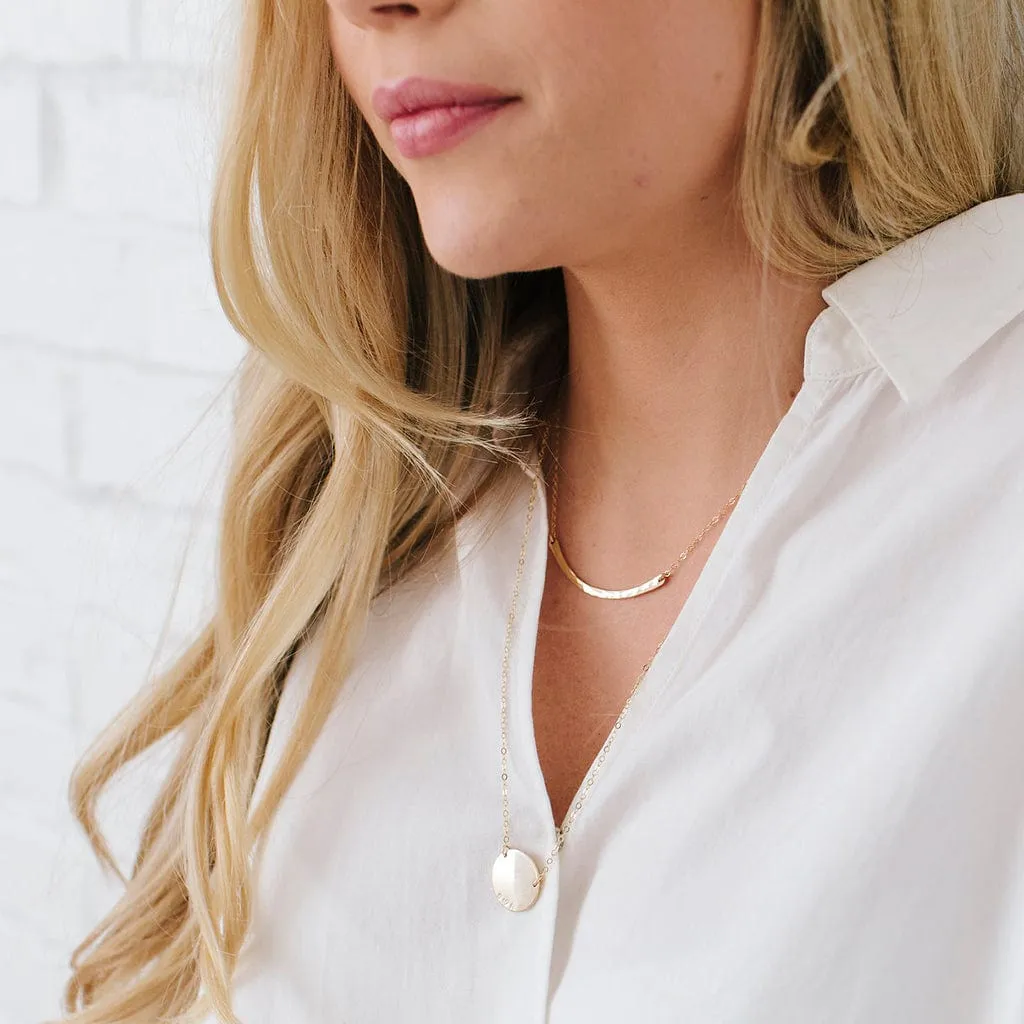 Hammered Crescent Bar Necklace