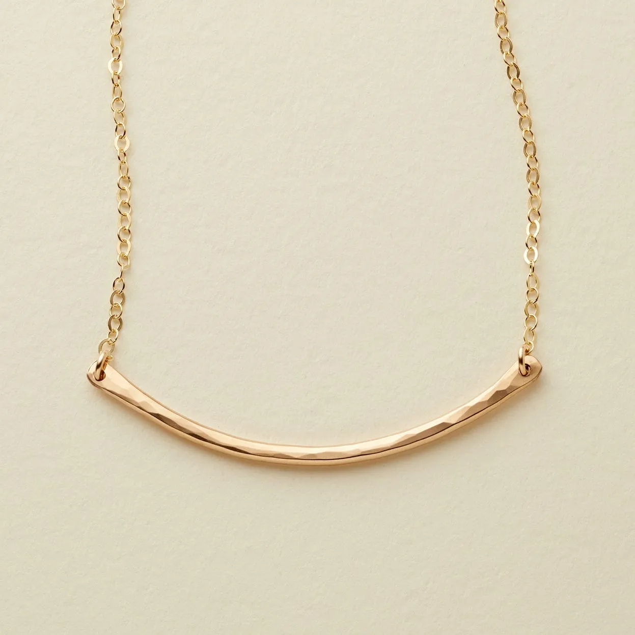 Hammered Crescent Bar Necklace