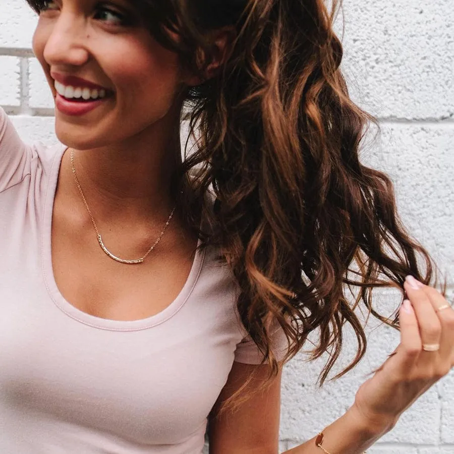 Hammered Crescent Bar Necklace