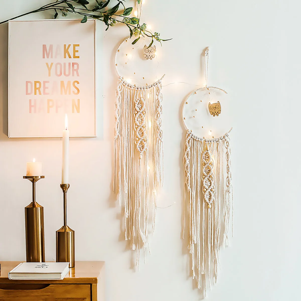 Hand Woven Macrame Wall Hanging Art 5 Different Styles You Choose Crescent Moon Star Wise Owl Handmade Bohemian Decoration Gorgeous Tapestry Hippie Gypsy Home Decor Living Room Bedroom