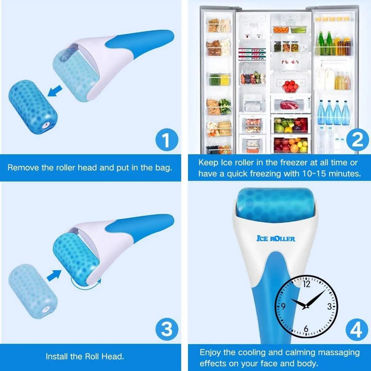 Ice Roller for Face and Eyes  | Cold Facial Ice Roller Massager for Eye Puffiness