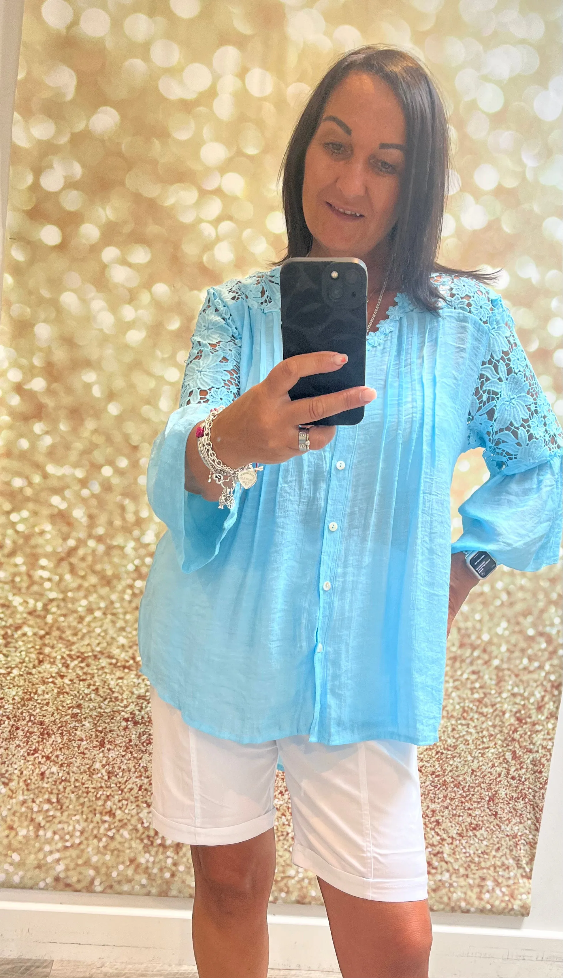 Lace shoulder blouse