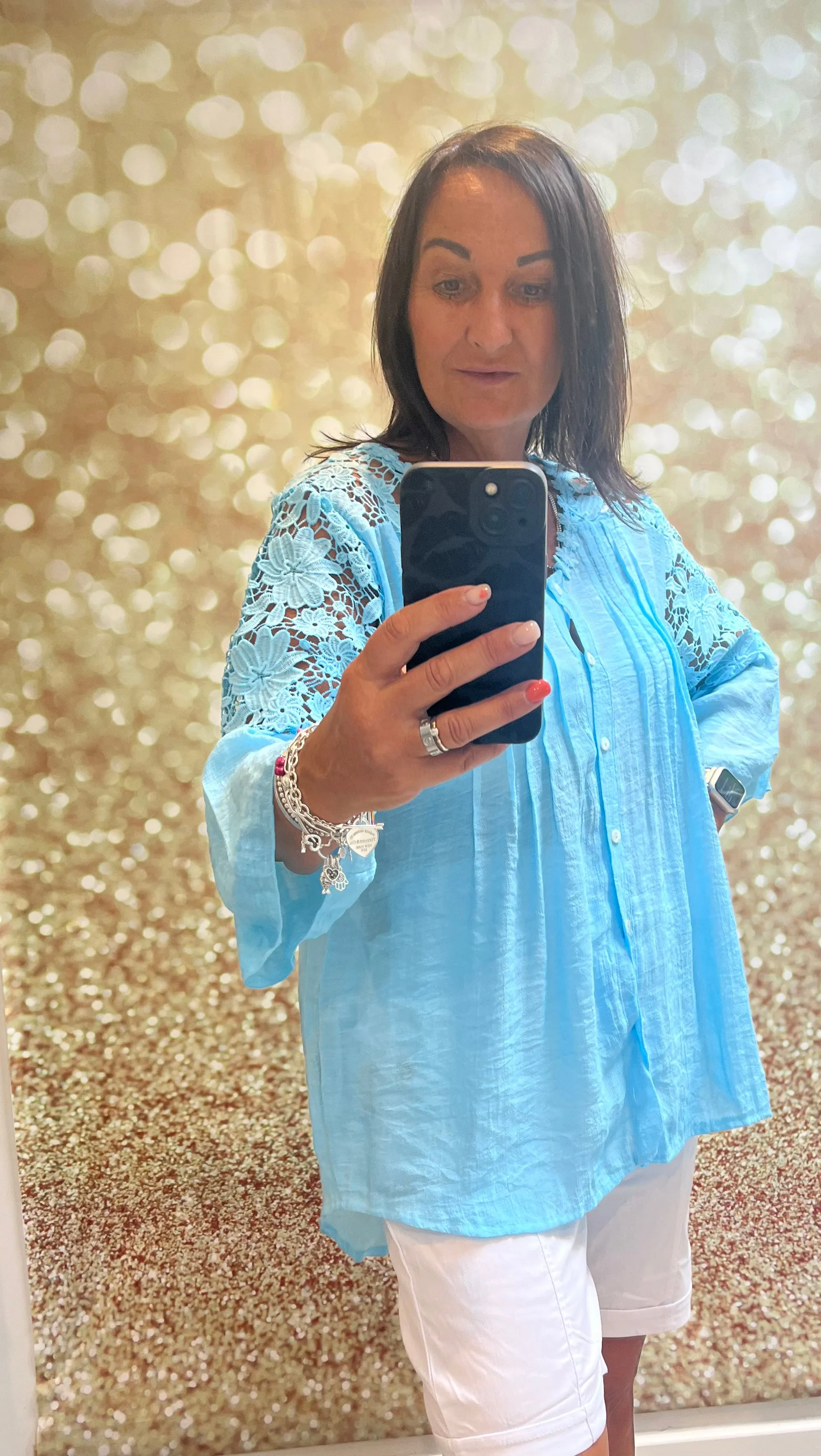Lace shoulder blouse
