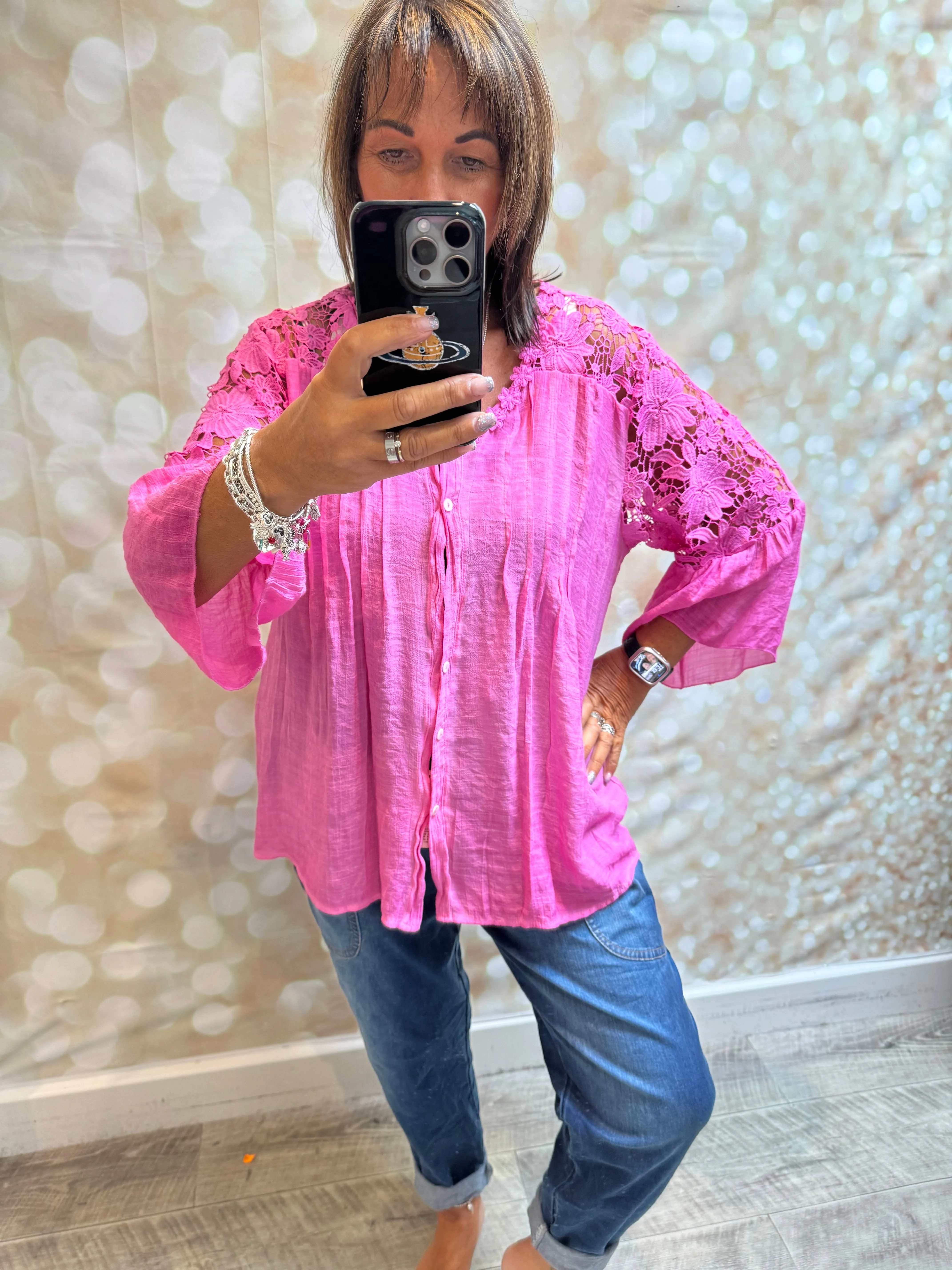 Lace shoulder blouse