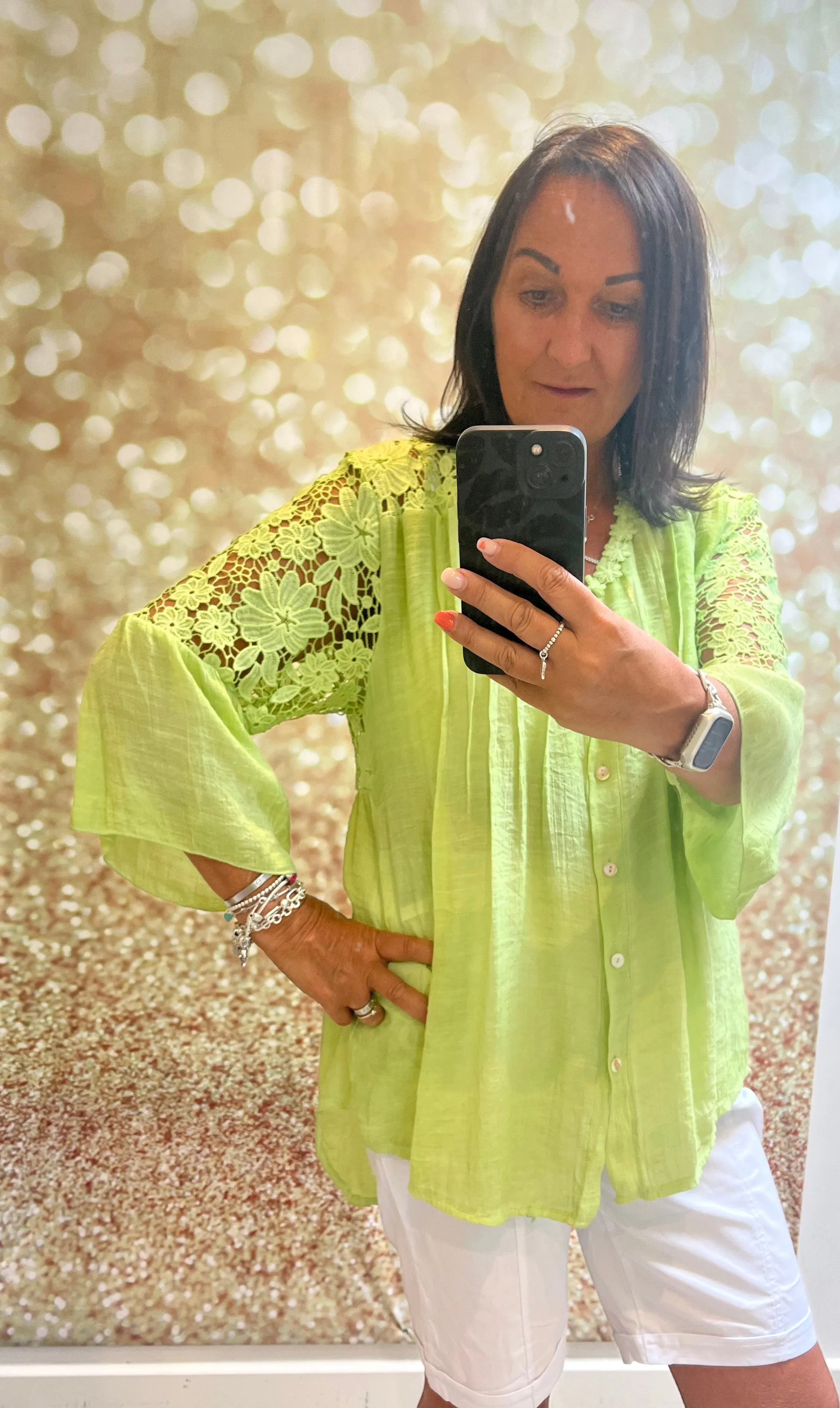 Lace shoulder blouse