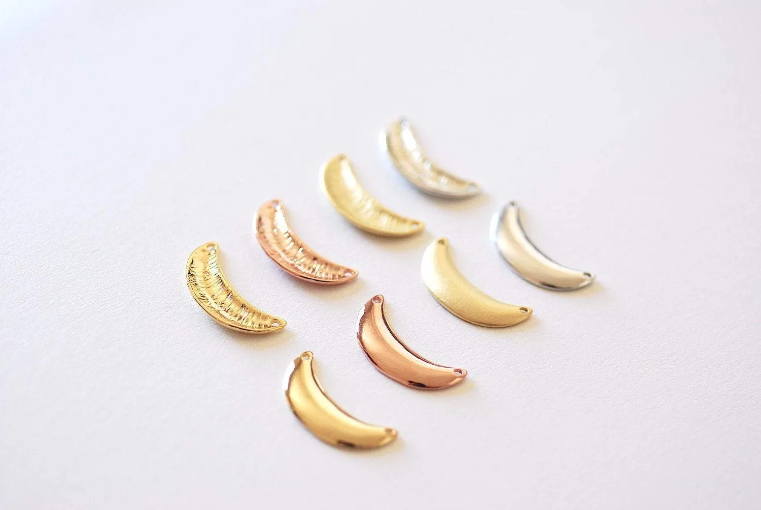 Matte Gold Wholesale Moon Connector Charm- Gold Half Moon Charm, Half circle connector charm, Crescent Moon, Moon Connector, Gold Moon Charm, 330