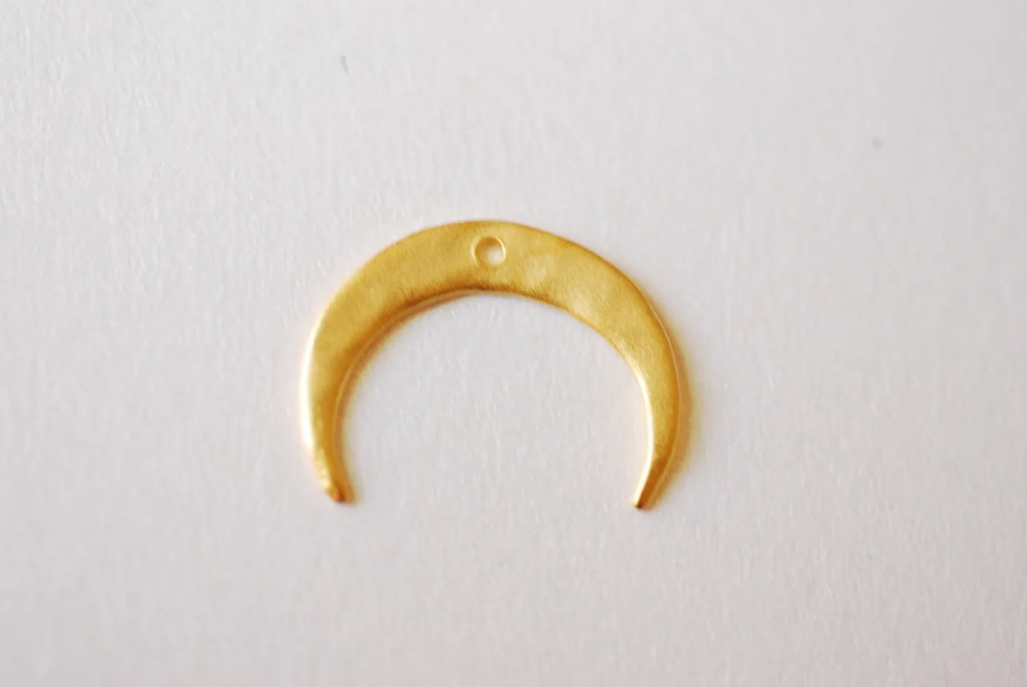 Matte Vermeil Wholesale Gold Hammered Crescent Moon Charm Pendant- 18k gold plated over sterling Silver Half Moon, Gold Double Horn Charm, Moon, 246