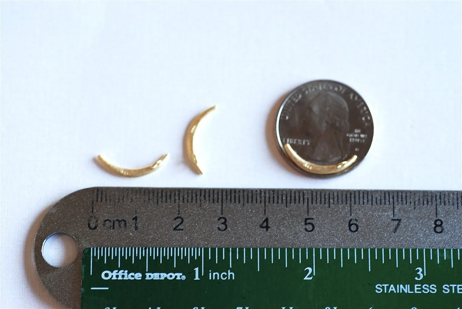 Shiny Vermeil Wholesale Gold Crescent Moon Charm- 18k gold over Sterling Silver thin skinny Moon Charm pendant, gold tusk, gold Half moon charm, 285