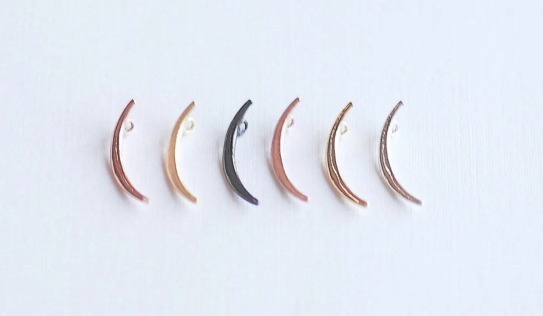 Shiny Vermeil Wholesale Gold Crescent Moon Charm- 18k gold over Sterling Silver thin skinny Moon Charm pendant, gold tusk, gold Half moon charm, 285