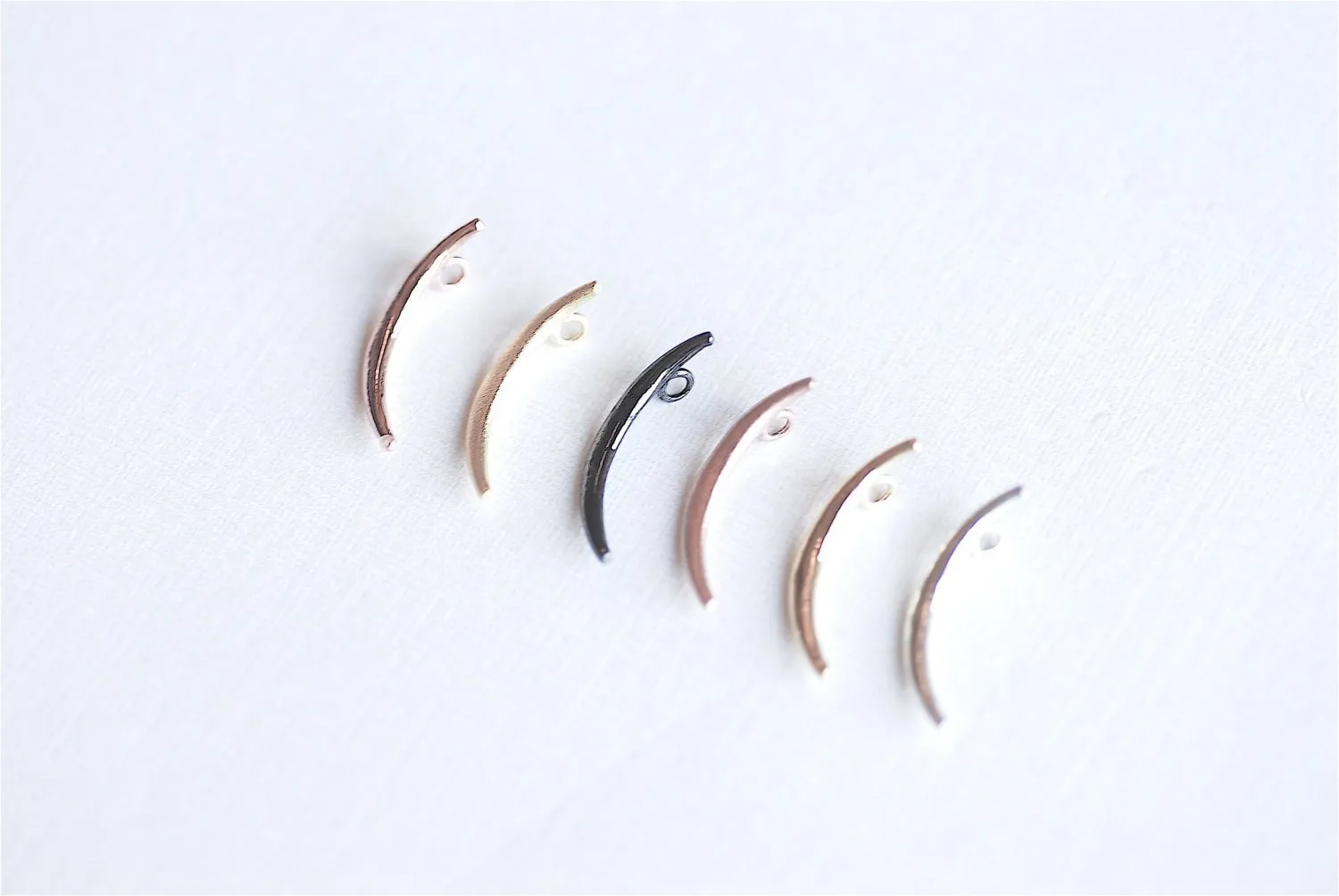Shiny Vermeil Wholesale Gold Crescent Moon Charm- 18k gold over Sterling Silver thin skinny Moon Charm pendant, gold tusk, gold Half moon charm, 285
