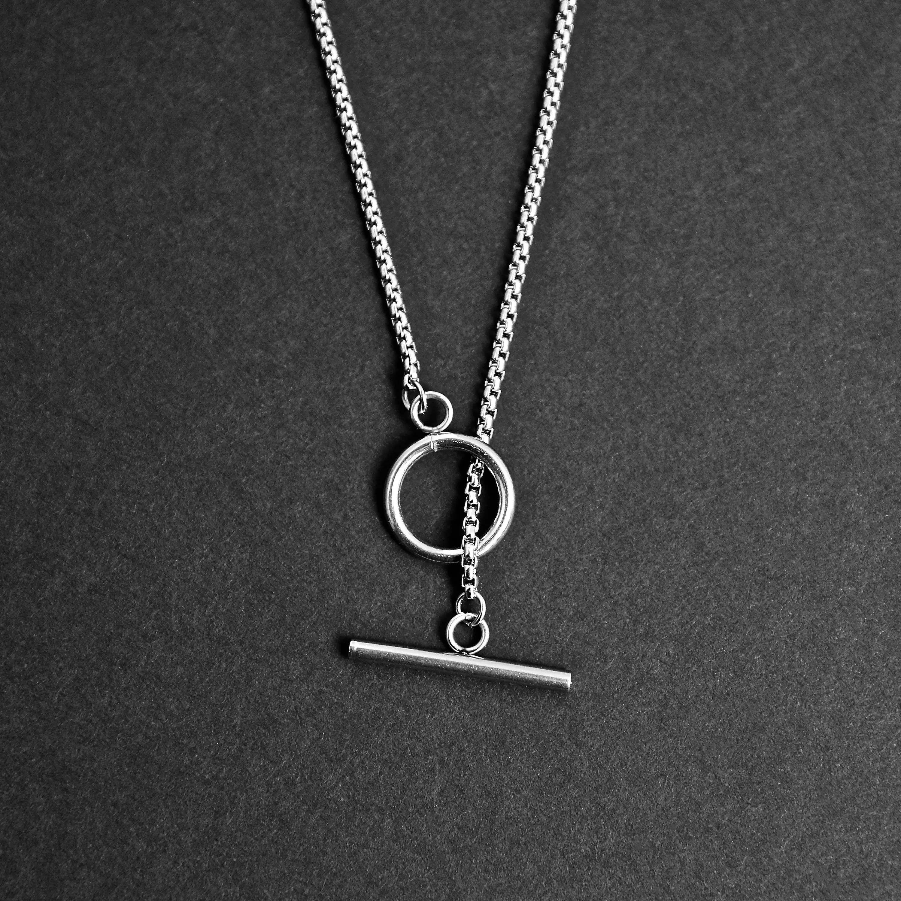 Toggle Box Chain Necklace - Silver