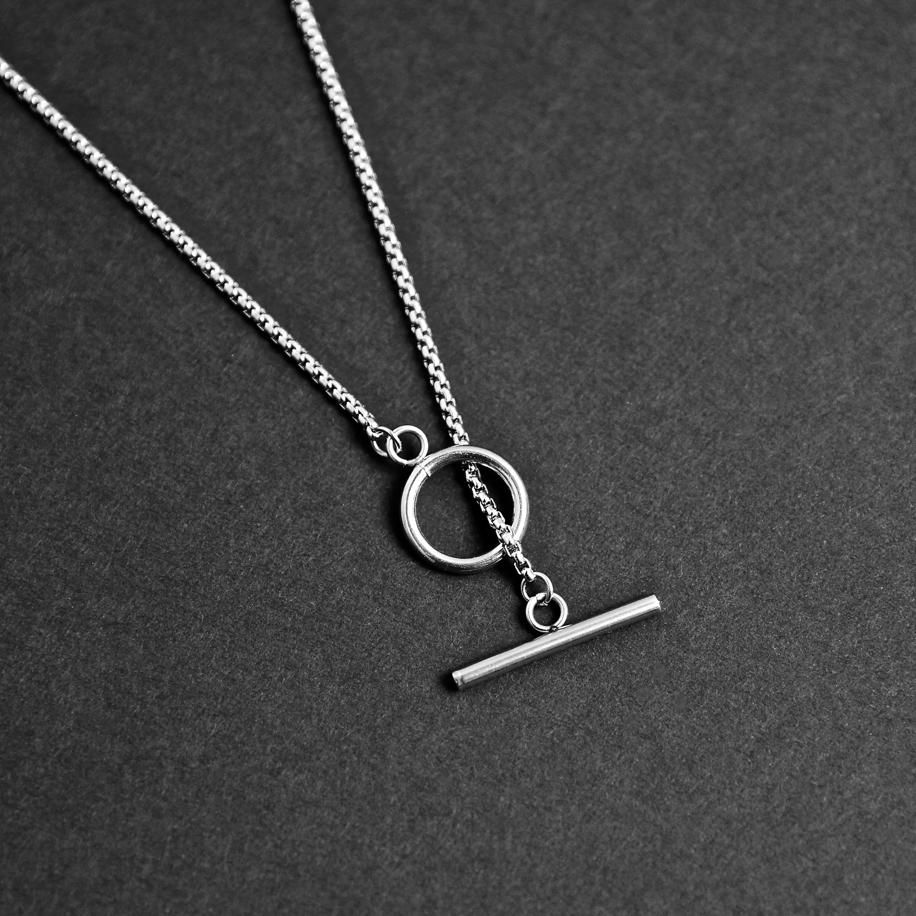 Toggle Box Chain Necklace - Silver