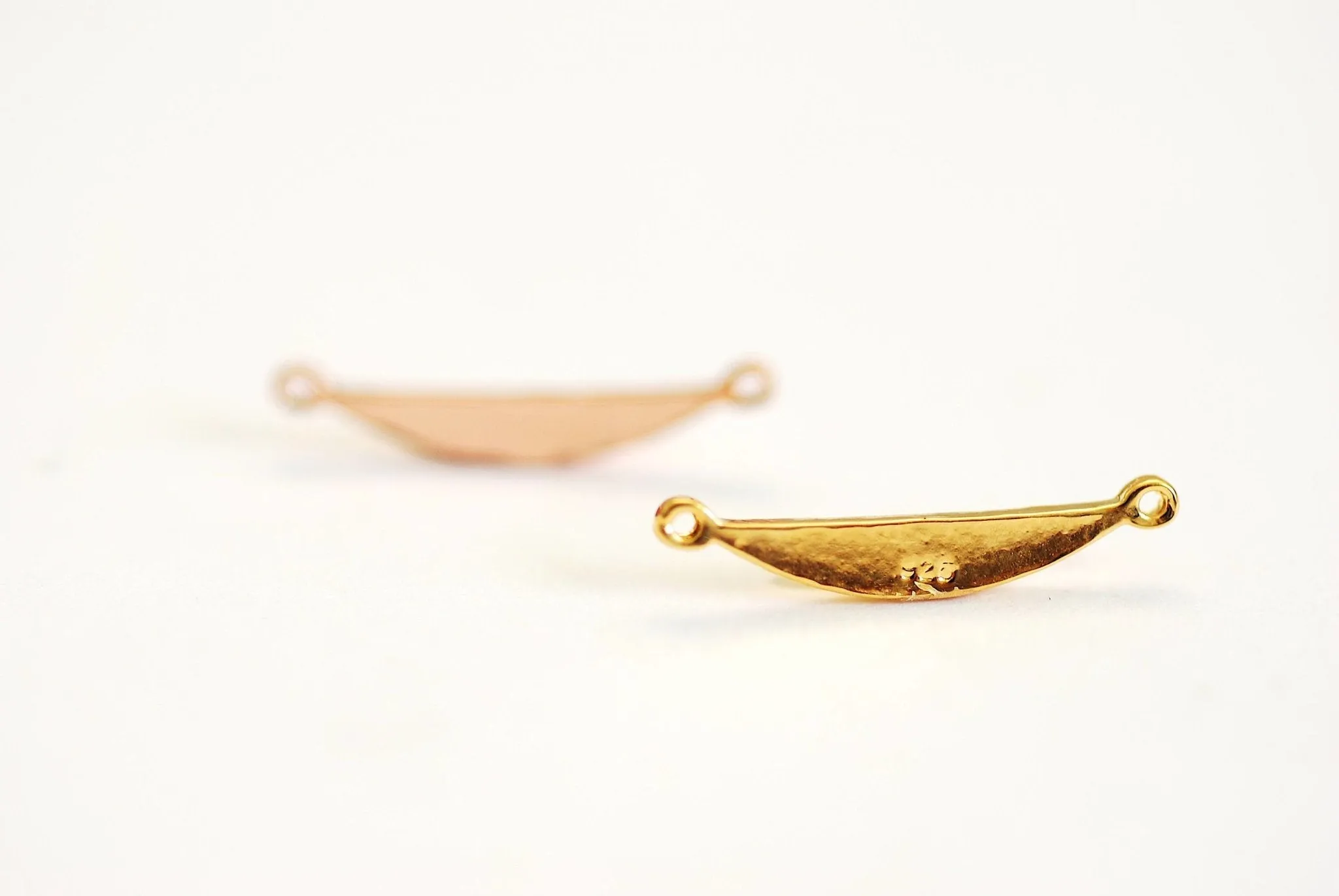 Vermeil Gold Wholesale Half Moon Connector Charm- 22k Gold plated Sterling Silver, Rose Gold, Crescent Moon Connector, Spacer, Semicircle Link, 387