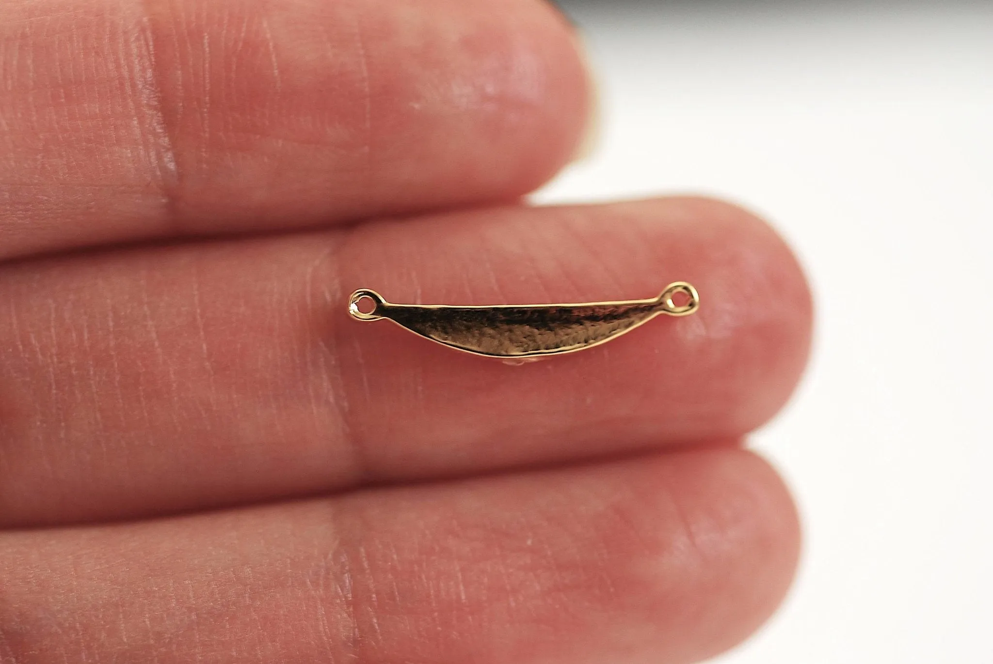 Vermeil Gold Wholesale Half Moon Connector Charm- 22k Gold plated Sterling Silver, Rose Gold, Crescent Moon Connector, Spacer, Semicircle Link, 387