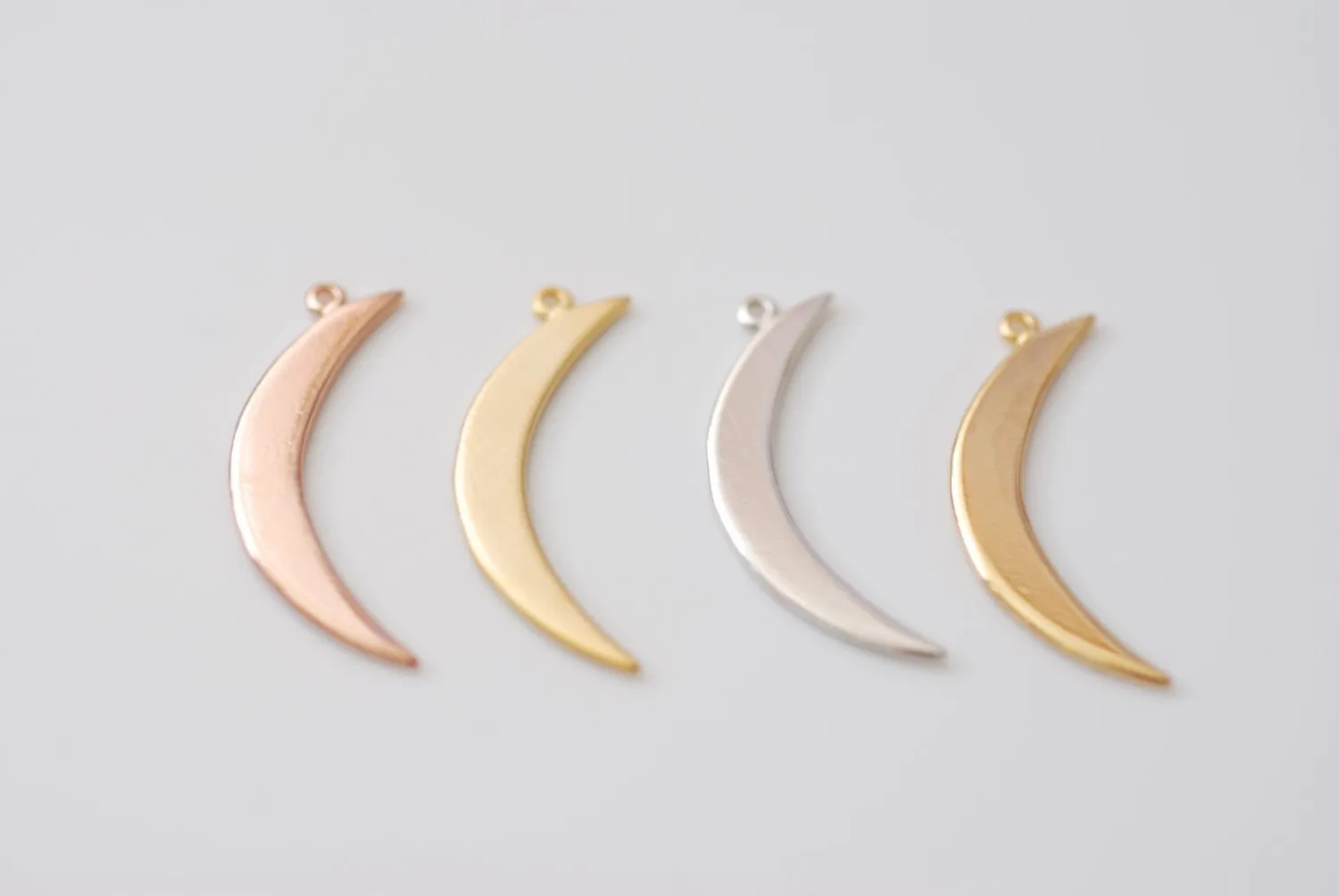 Vermeil Rose Wholesale Gold Crescent Moon Charm- 18k gold plated over Sterling Silver, Gold Half moon charm pendant, Gold Tusk Charm, Gold Moon Charm