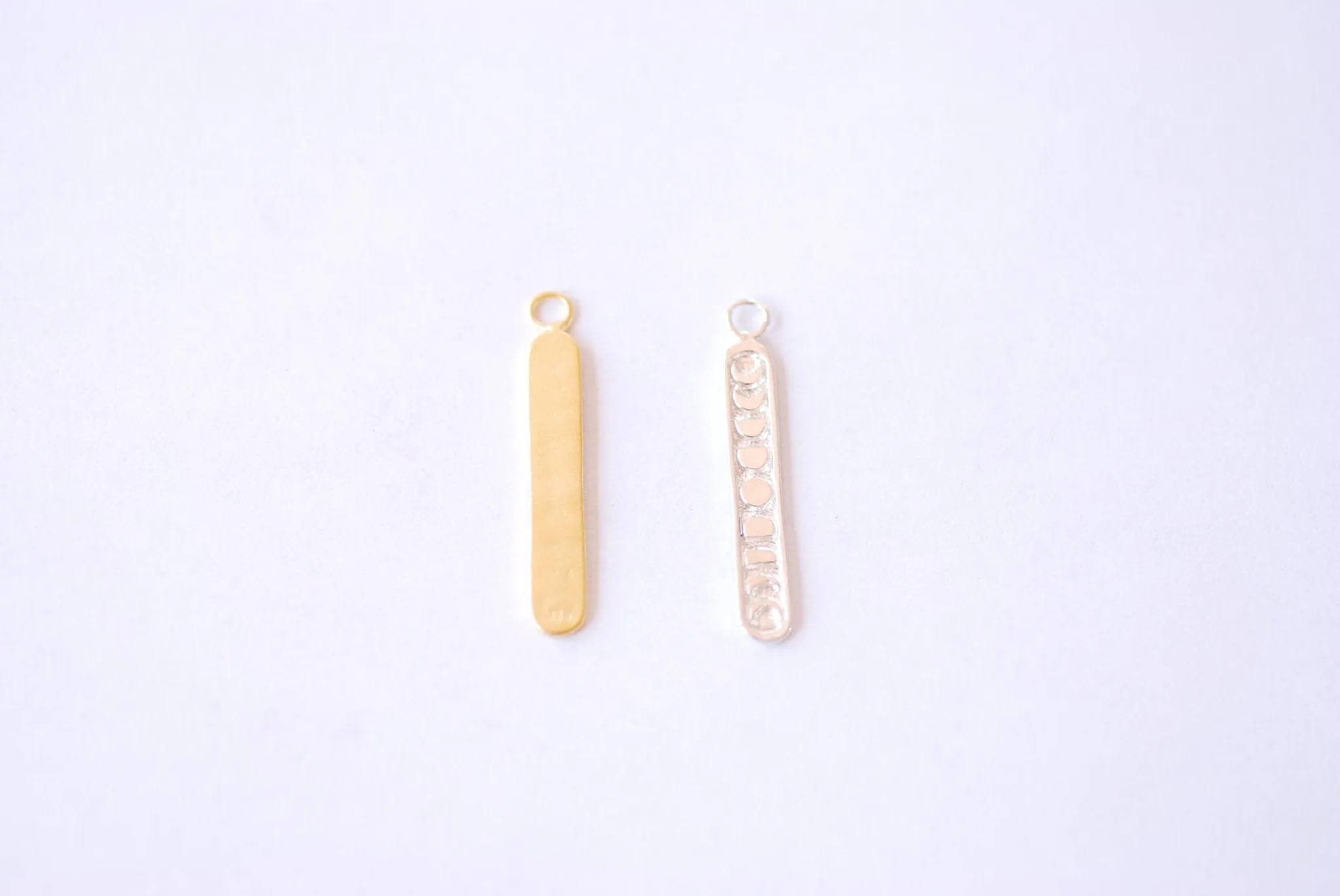 Vertical Moon Wholesale Phase Bar Charm - Vermeil Gold Sterling Silver Eclipse Moon Drop Charm Crescent Moon, Connecter Link, Moon and Star Bar, 522