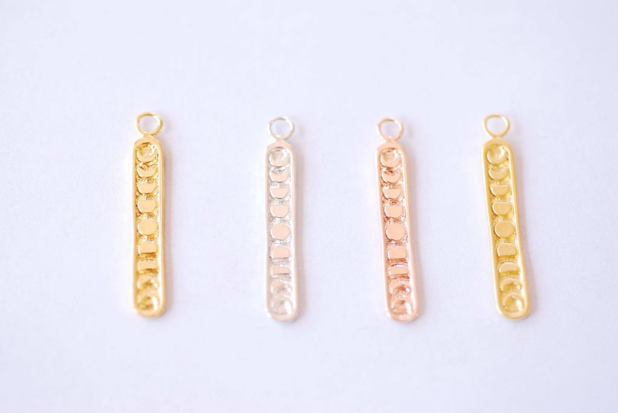 Vertical Moon Wholesale Phase Bar Charm - Vermeil Gold Sterling Silver Eclipse Moon Drop Charm Crescent Moon, Connecter Link, Moon and Star Bar, 522