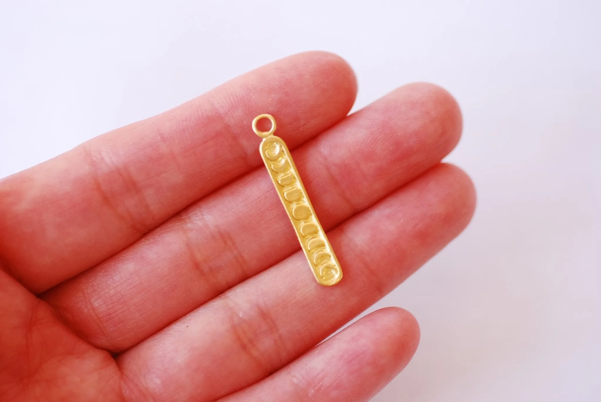 Vertical Moon Wholesale Phase Bar Charm - Vermeil Gold Sterling Silver Eclipse Moon Drop Charm Crescent Moon, Connecter Link, Moon and Star Bar, 522